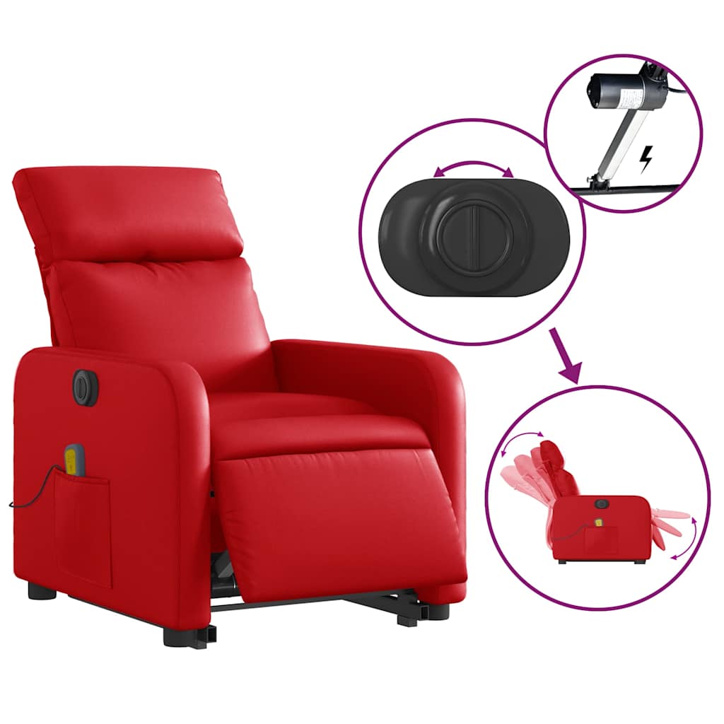 Fauteuil inclinable de massage électrique rouge similicuir - XIOS