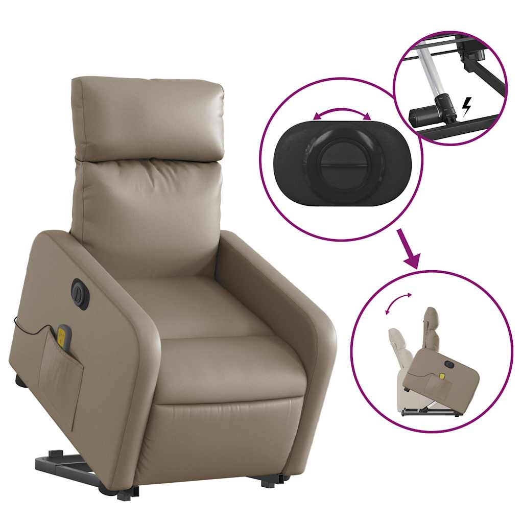 Fauteuil inclinable de massage électrique cappuccino similicuir - XIOS