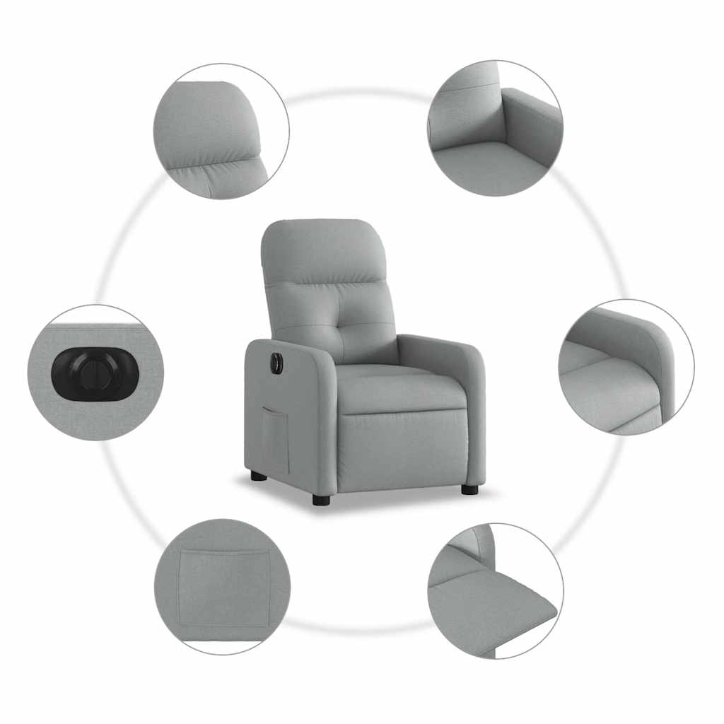 Fauteuil inclinable électrique Gris clair Tissu - XIOS