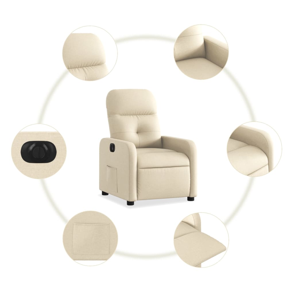 Fauteuil inclinable électrique Crème Tissu - XIOS