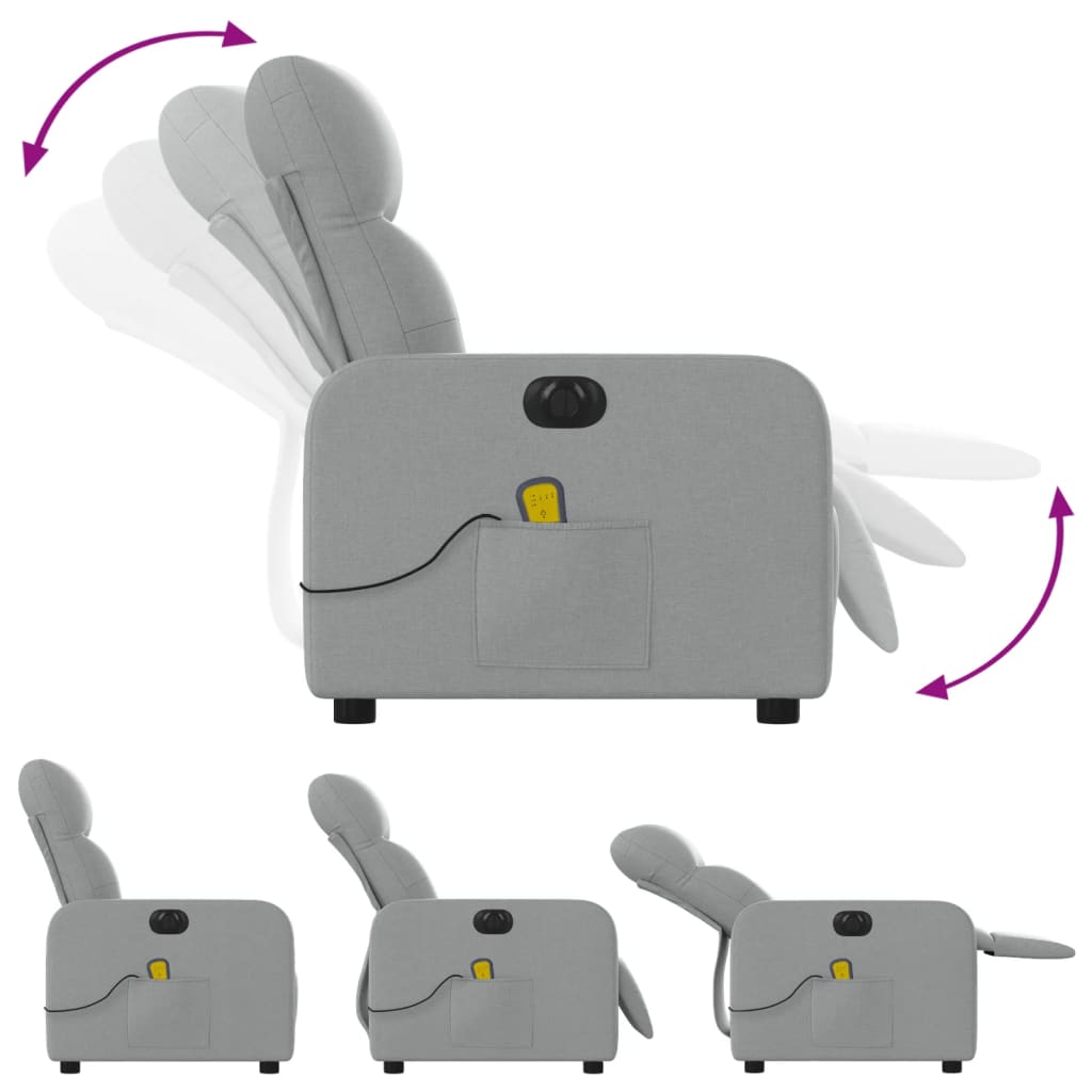 Fauteuil de massage inclinable électrique gris clair tissu - XIOS