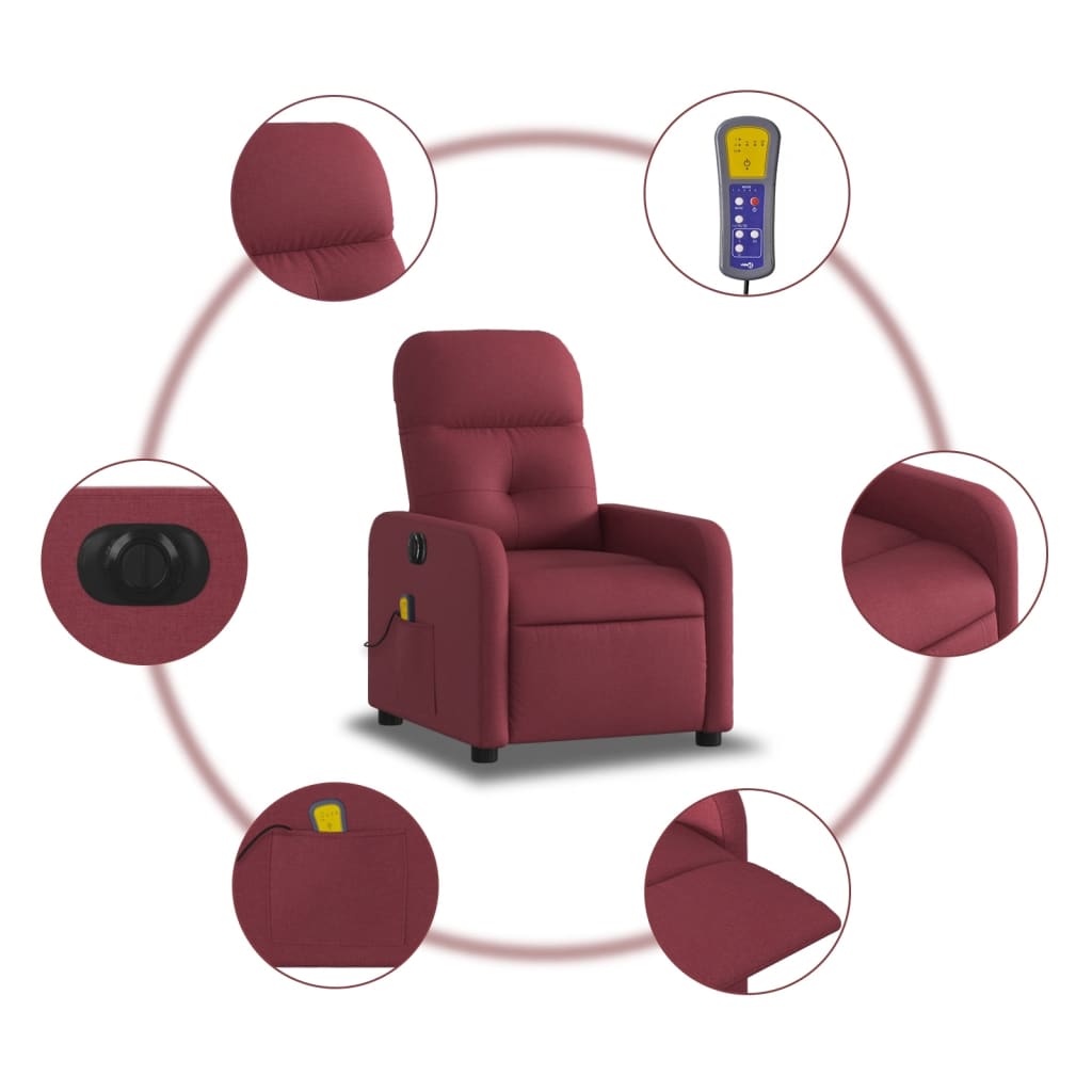 Fauteuil de massage inclinable électrique Rouge bordeaux Tissu - XIOS