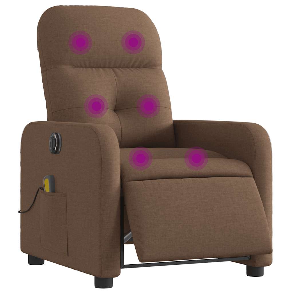 Fauteuil inclinable de massage électrique marron tissu - XIOS