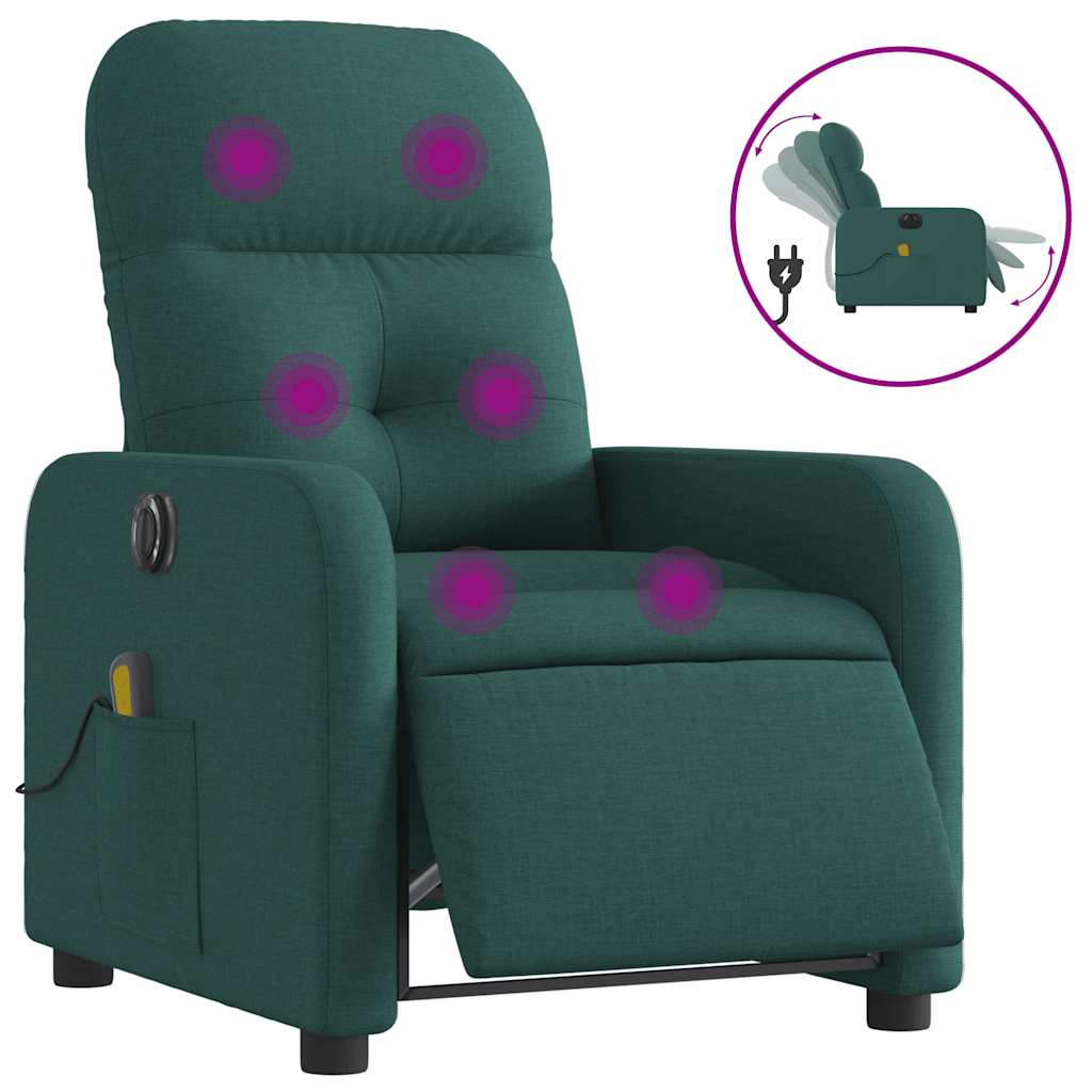 Fauteuil de massage inclinable électrique Vert foncé Tissu - XIOS