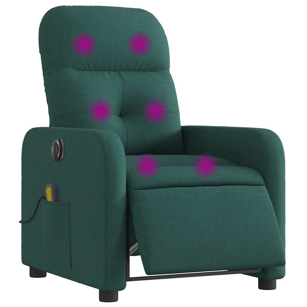 Fauteuil de massage inclinable électrique Vert foncé Tissu - XIOS