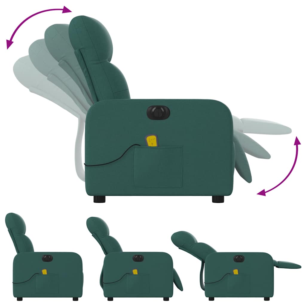 Fauteuil de massage inclinable électrique Vert foncé Tissu - XIOS