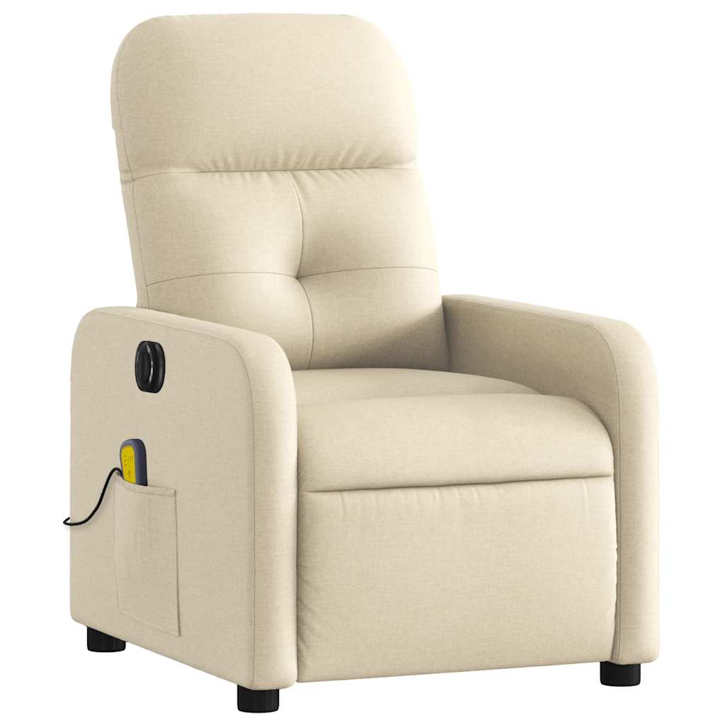 Fauteuil inclinable de massage électrique crème tissu - XIOS