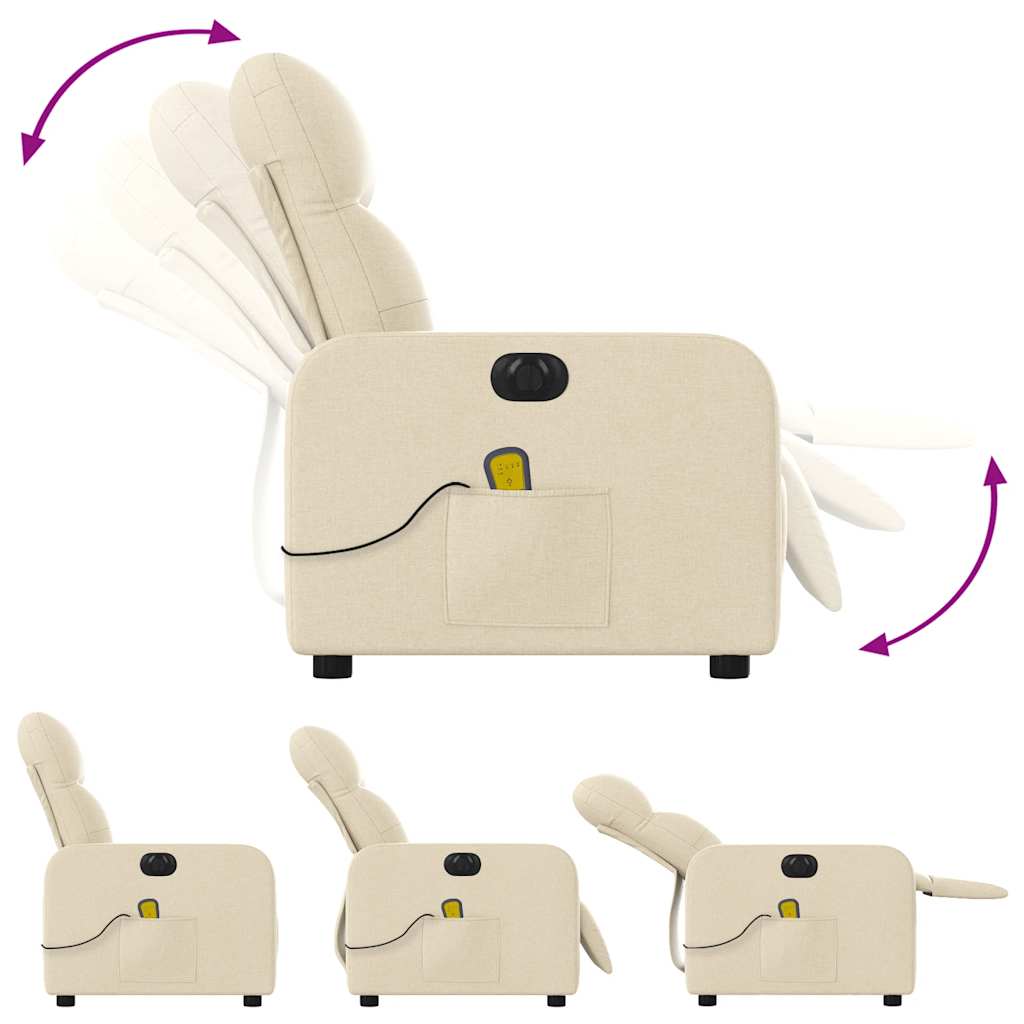 Fauteuil inclinable de massage électrique crème tissu - XIOS