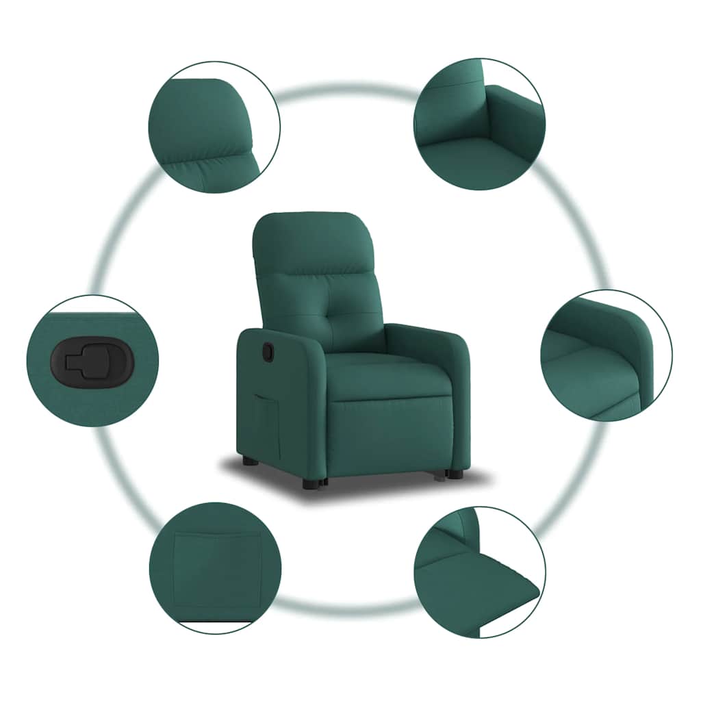 Fauteuil inclinable vert foncé tissu - XIOS