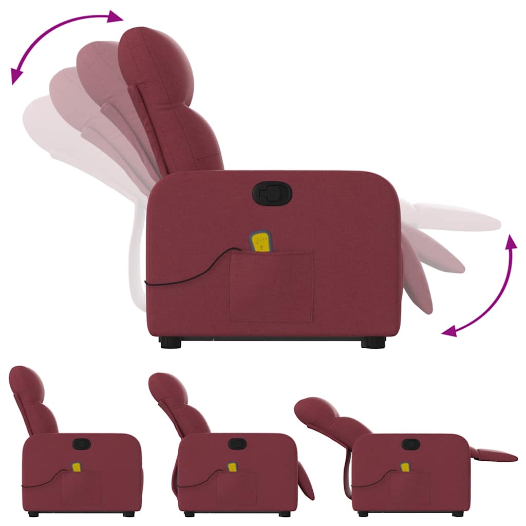 Fauteuil inclinable de massage Rouge bordeaux Tissu - XIOS
