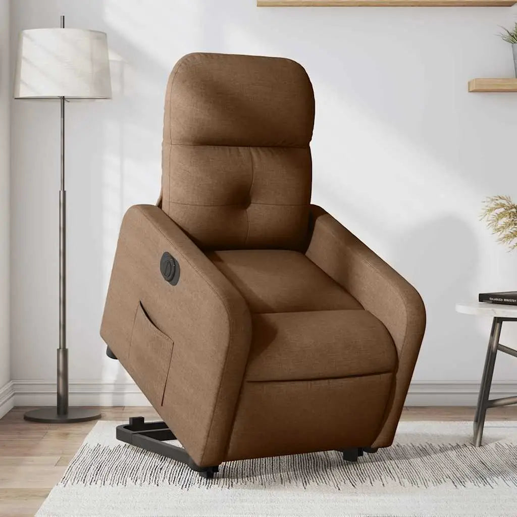 Fauteuil inclinable électrique marron tissu - XIOS