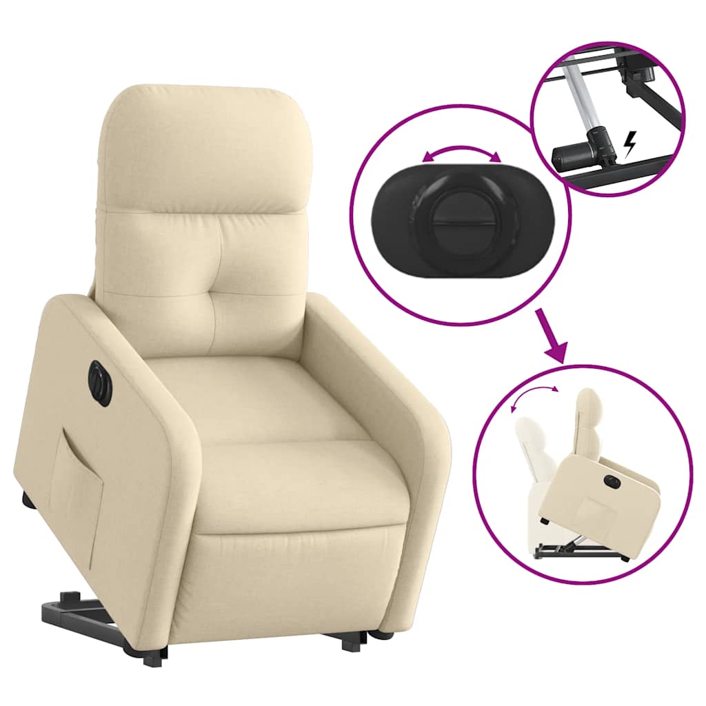Fauteuil inclinable électrique crème tissu - XIOS