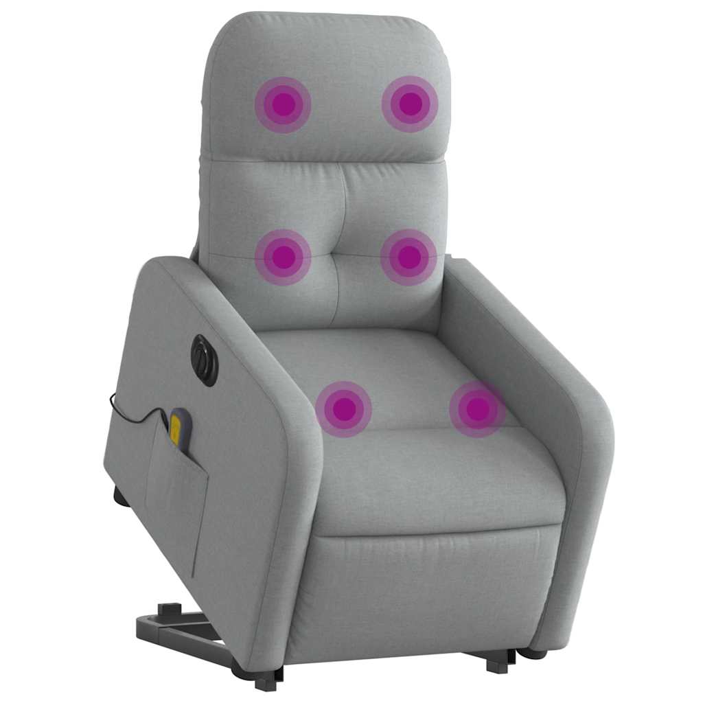 Fauteuil inclinable de massage électrique Gris clair Tissu