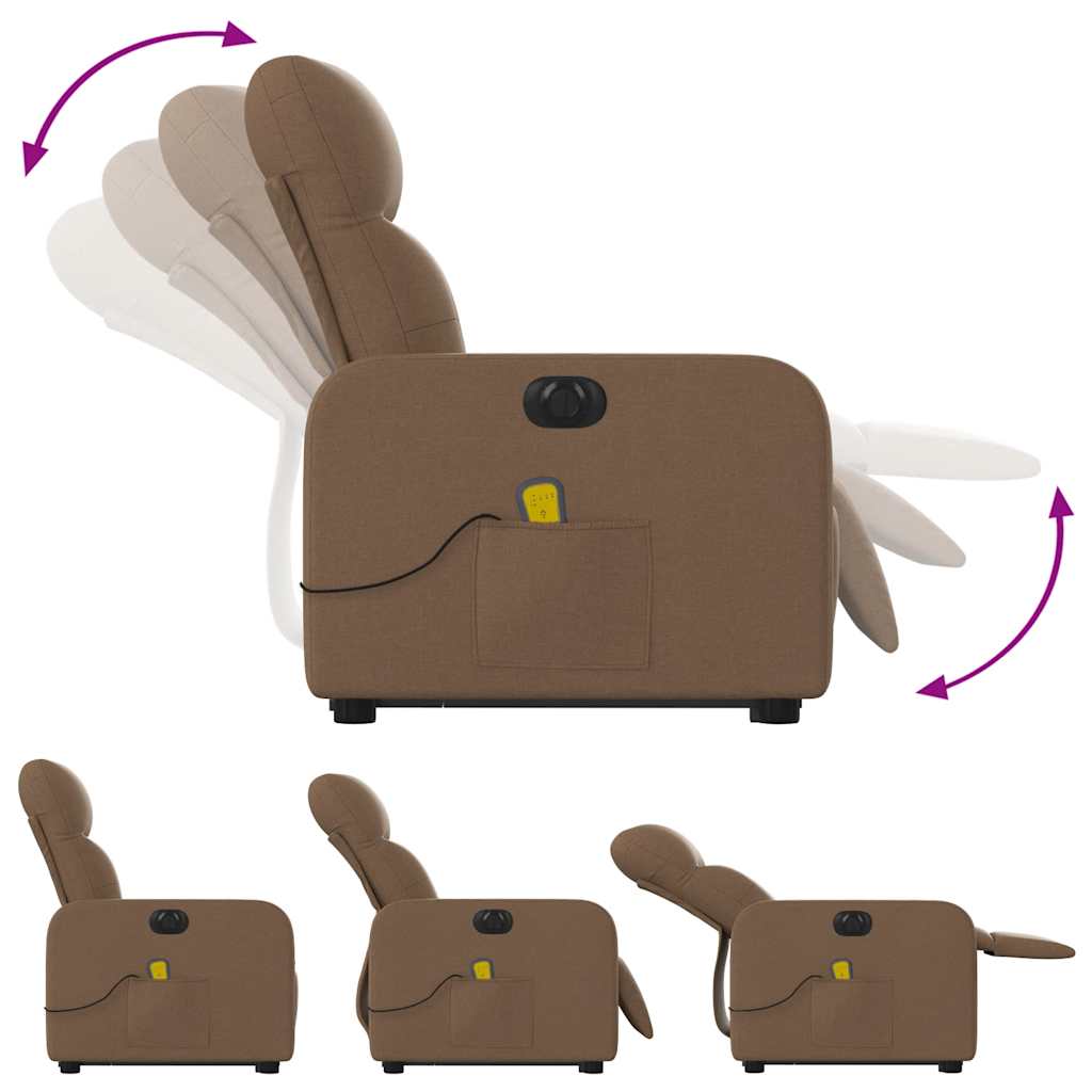 Fauteuil inclinable de massage électrique Marron Tissu - XIOS