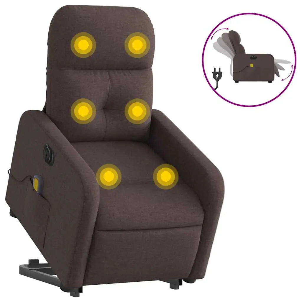 Fauteuil inclinable de massage électrique Marron foncé Tissu - XIOS