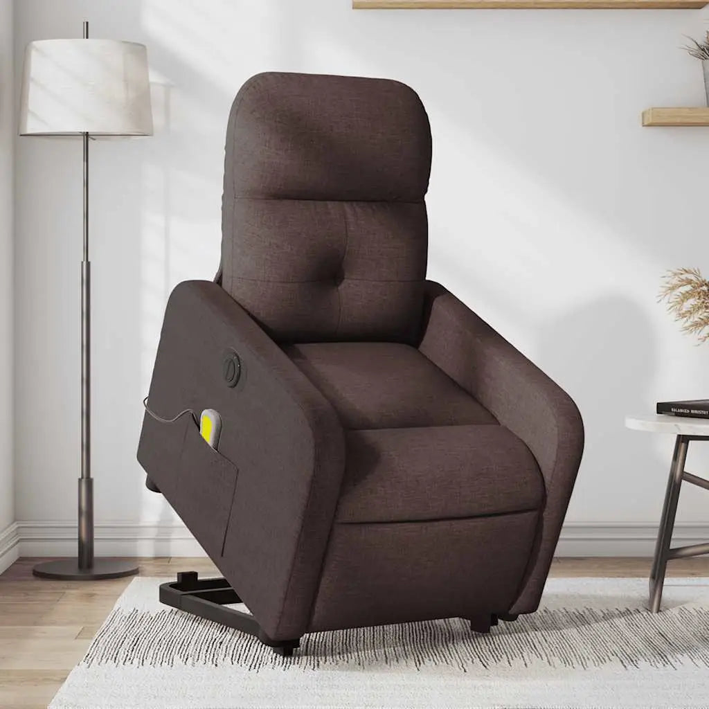 Fauteuil inclinable de massage électrique Marron foncé Tissu - XIOS
