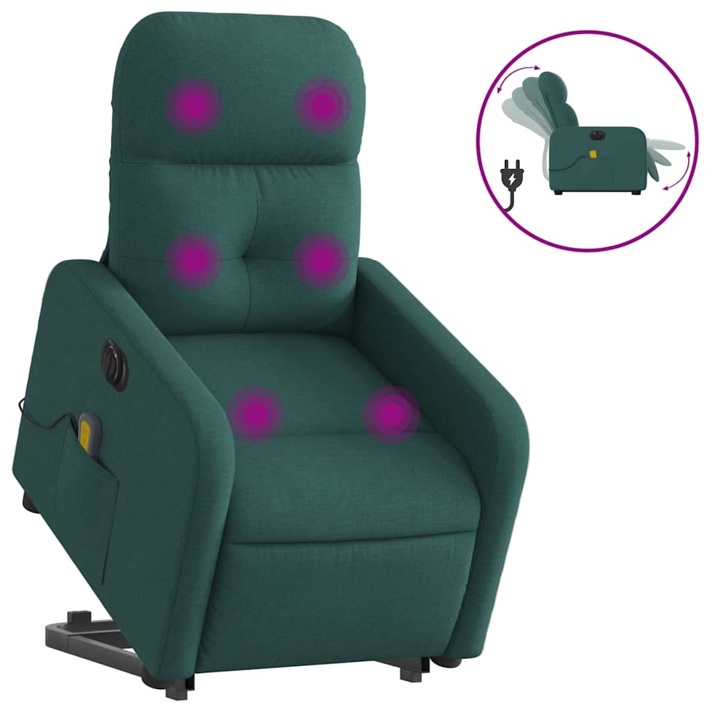 Fauteuil inclinable de massage électrique Vert foncé Tissu - XIOS