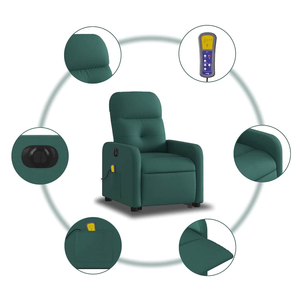 Fauteuil inclinable de massage électrique Vert foncé Tissu - XIOS