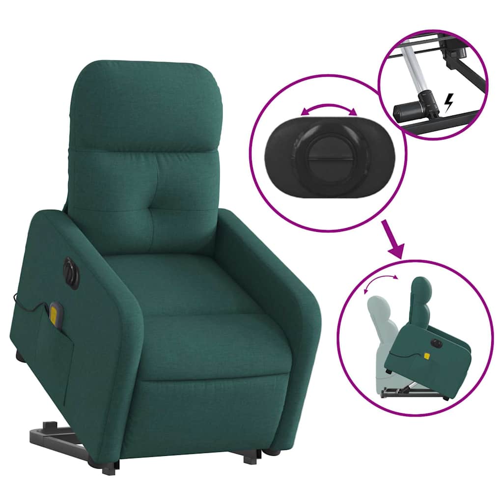 Fauteuil inclinable de massage électrique Vert foncé Tissu - XIOS
