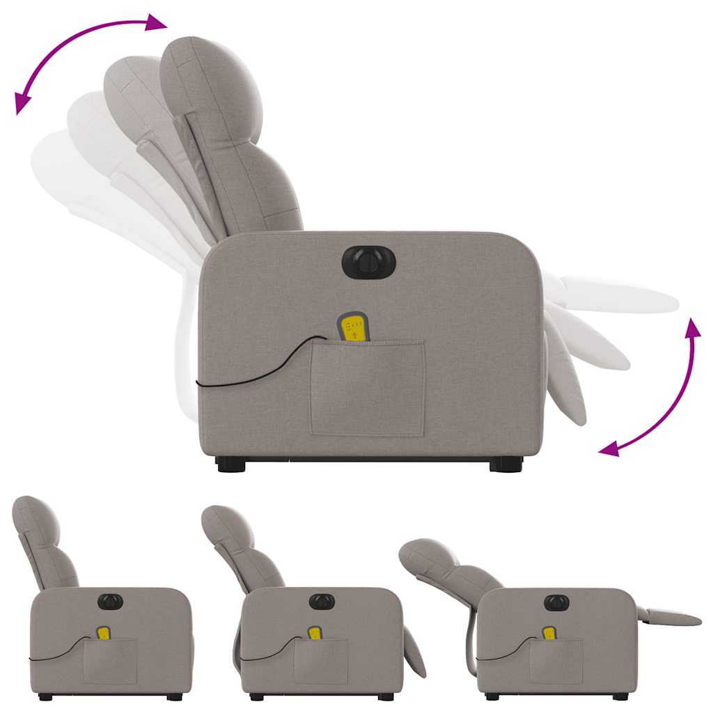 Fauteuil inclinable de massage électrique Taupe Tissu - XIOS
