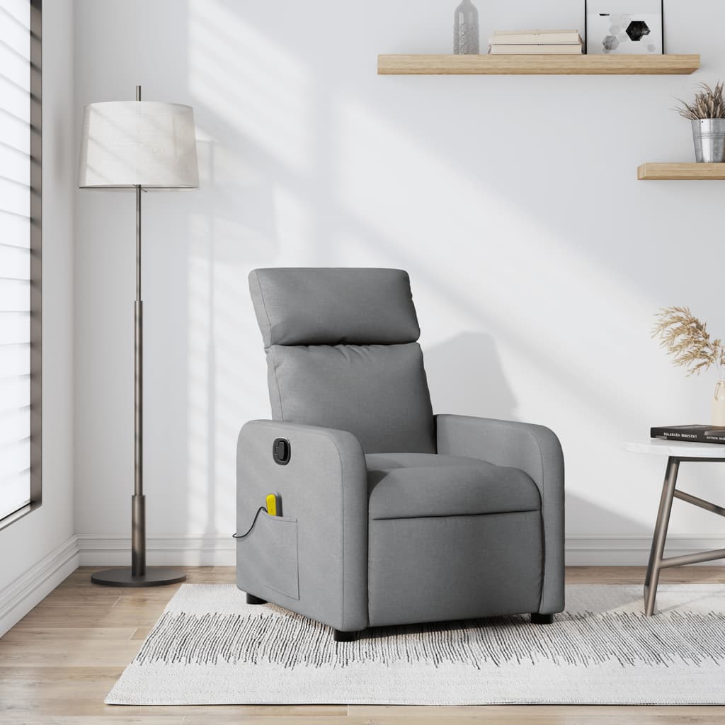 Fauteuil inclinable de massage en tissu gris clair - XIOS