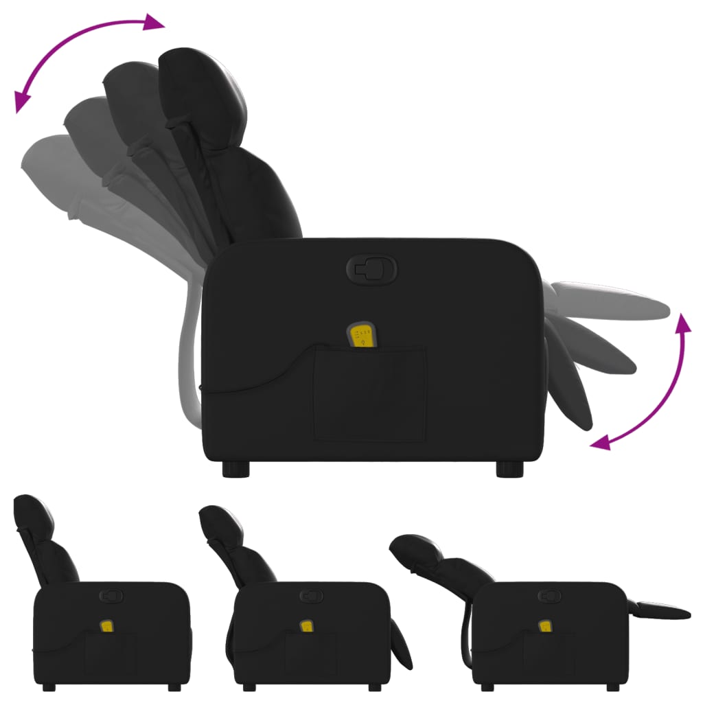 Fauteuil inclinable massant en similicuir noir - XIOS
