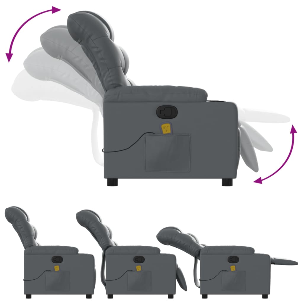 Fauteuil de massage inclinable gris similicuir - XIOS