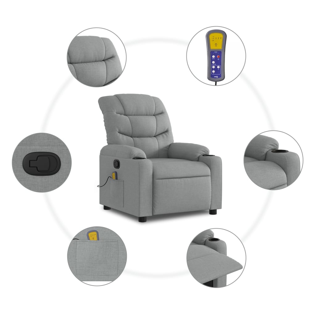 Fauteuil inclinable de massage gris clair tissu - XIOS