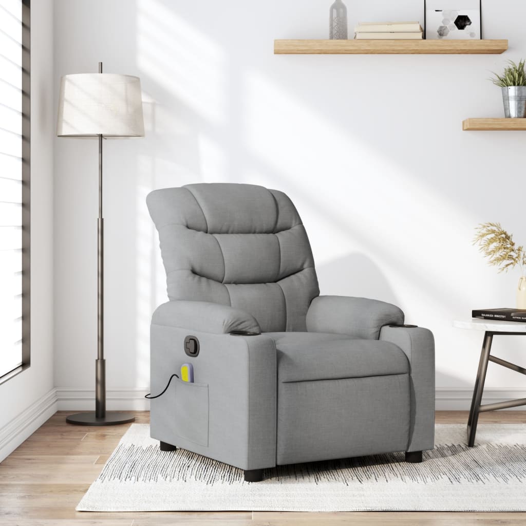 Fauteuil inclinable de massage gris clair tissu - XIOS