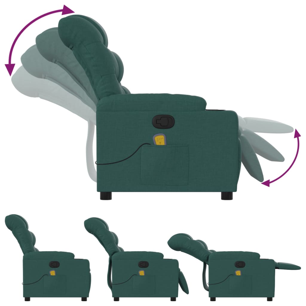 Fauteuil inclinable de massage vert foncé tissu - XIOS