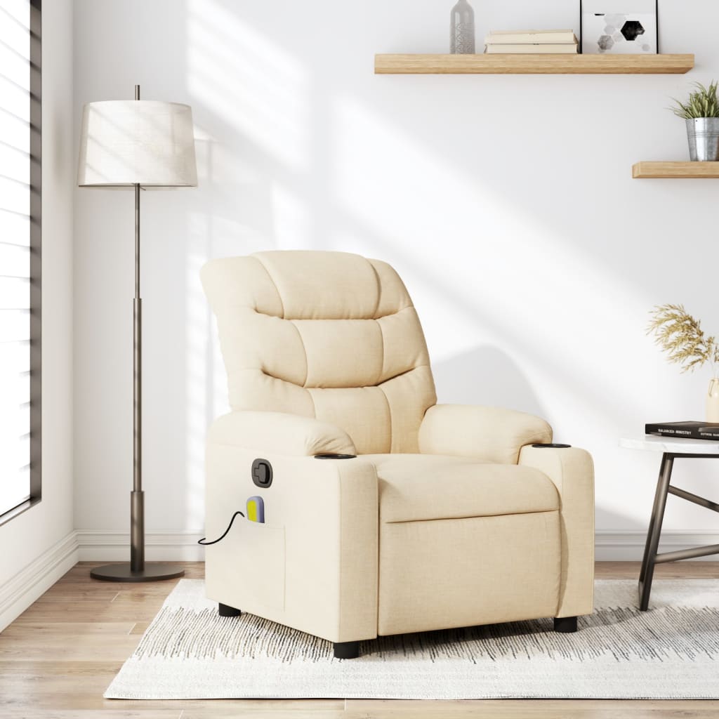 Fauteuil inclinable de massage crème tissu - XIOS