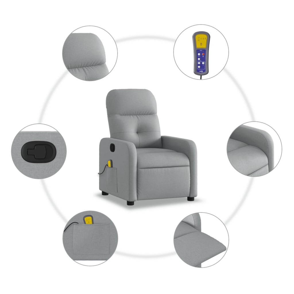 Fauteuil inclinable de massage gris clair tissu - XIOS