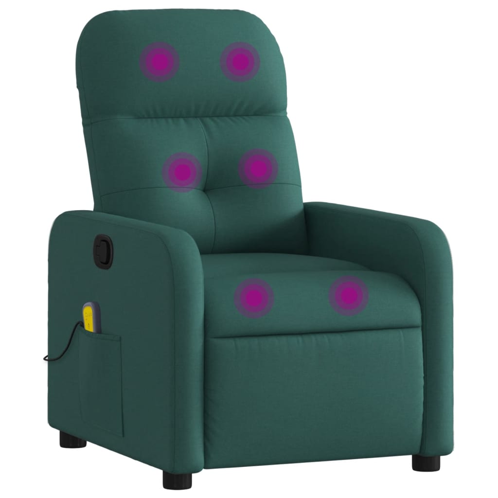 Fauteuil inclinable de massage vert foncé tissu - XIOS