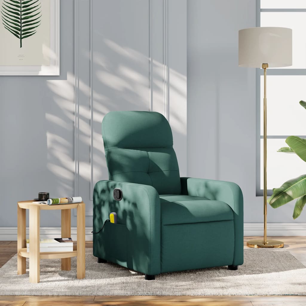 Fauteuil inclinable de massage vert foncé tissu - XIOS