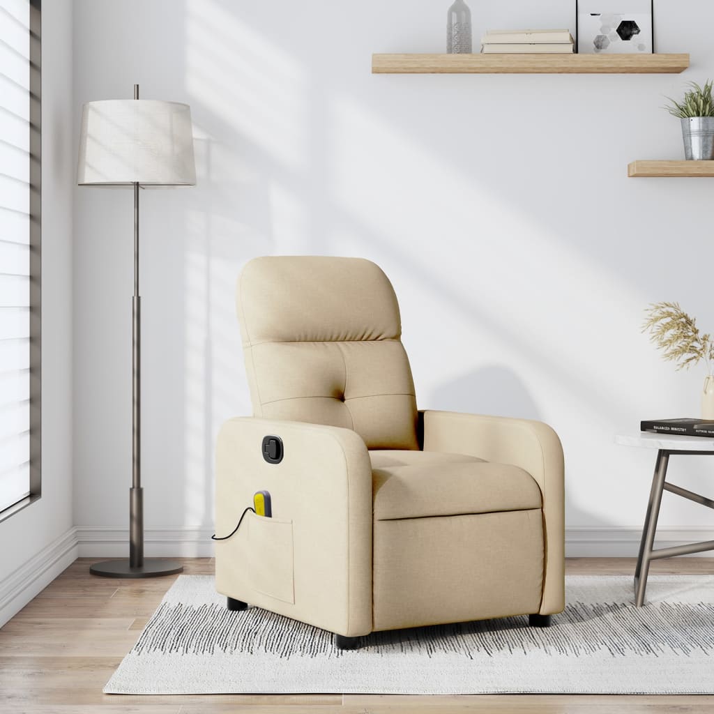 Fauteuil inclinable de massage crème tissu - XIOS
