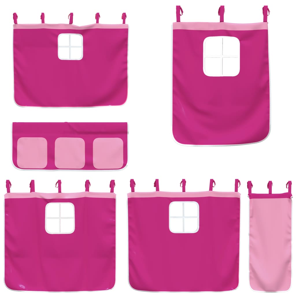 Lit mezzanine enfants avec rideaux sans matelas rose 80x200cm - XIOS