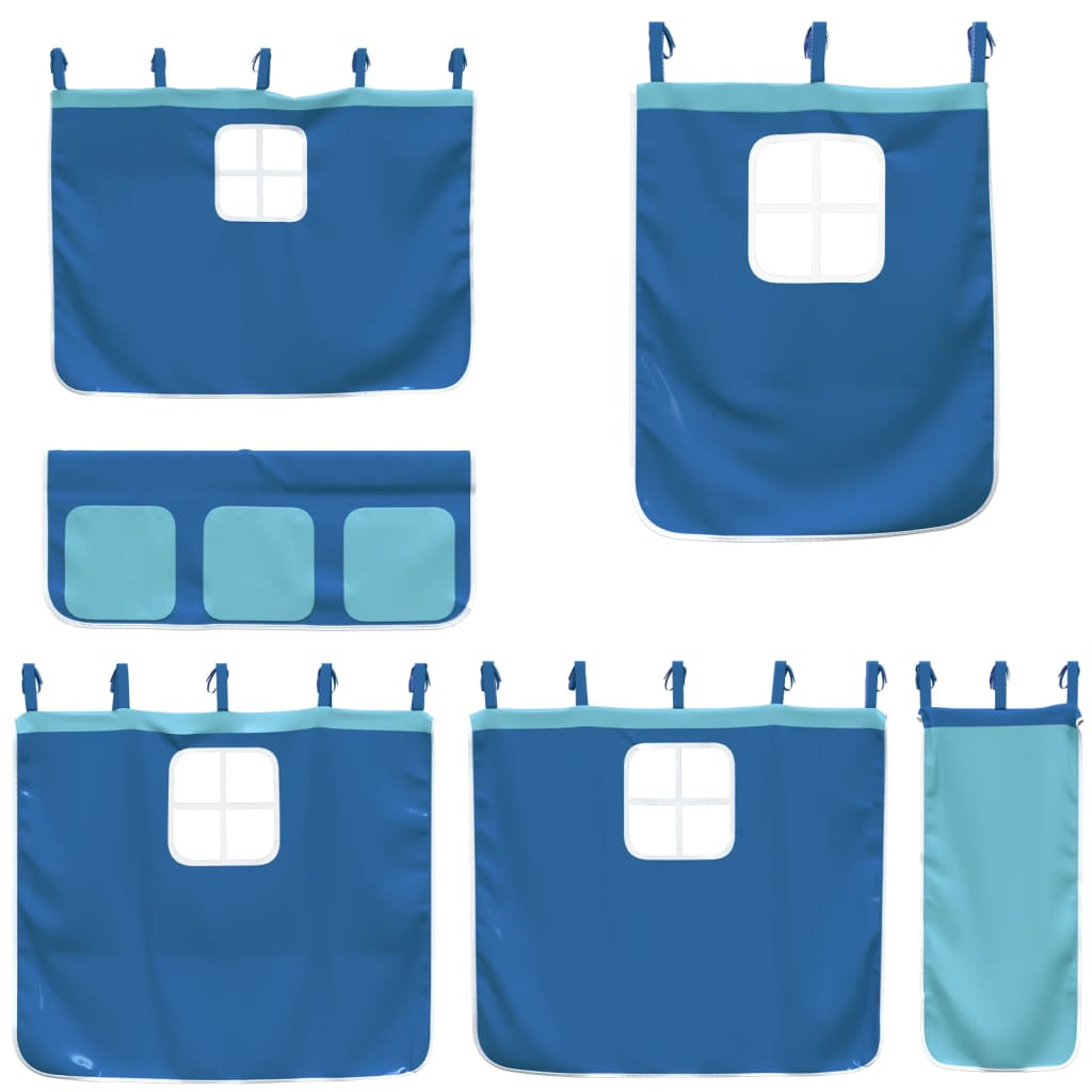 Lit mezzanine enfants avec rideaux sans matelas bleu 80x200cm - XIOS