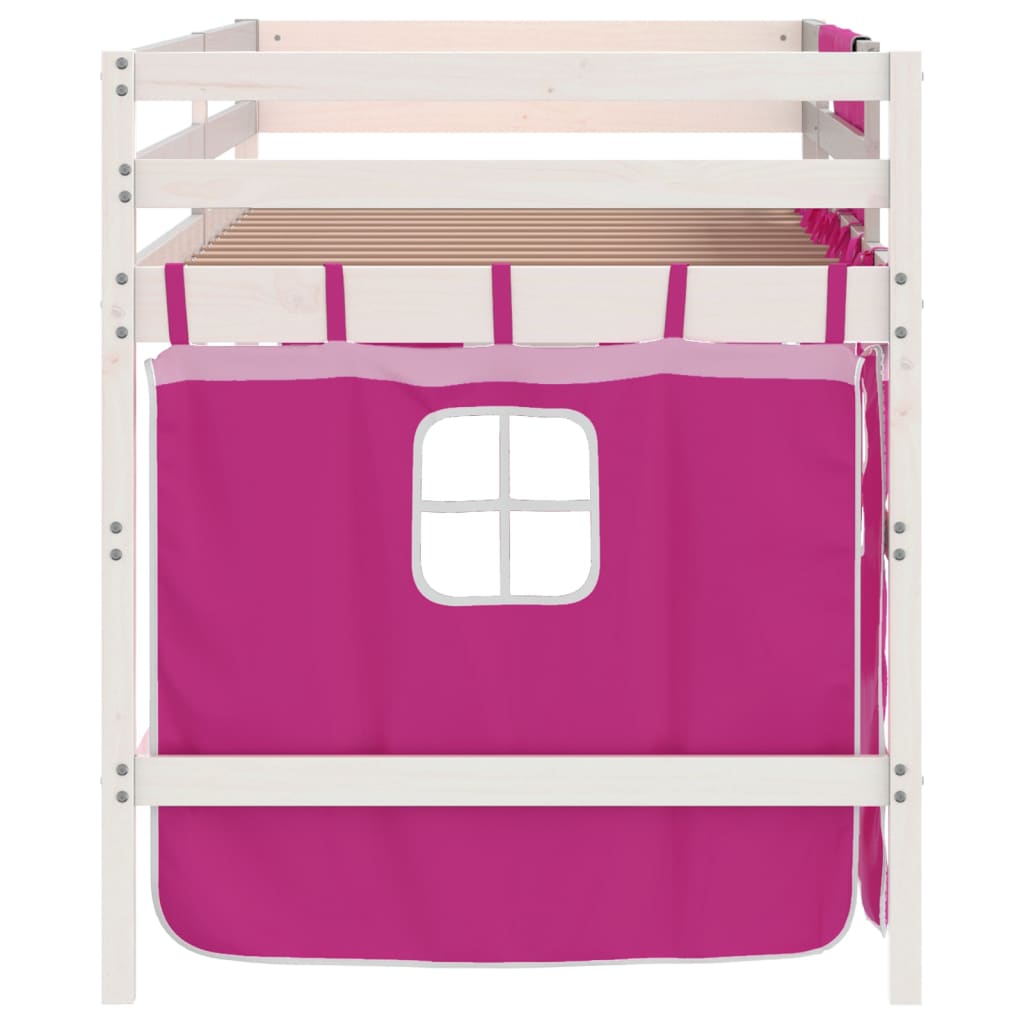 Lit mezzanine enfants avec rideaux sans matelas rose 90x200cm Lits & cadres de lit vidaXL