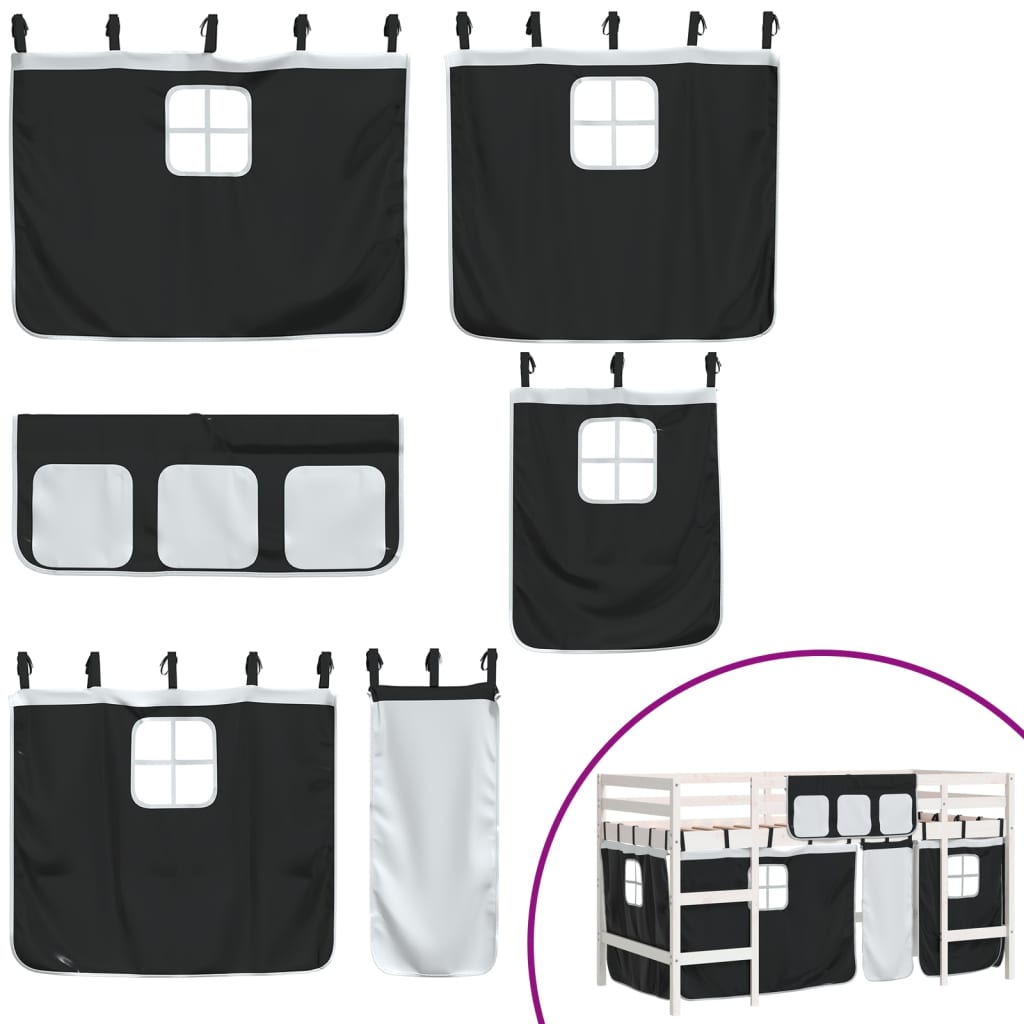 Lit mezzanine enfants avec rideaux sans matelas 90x190 cm - XIOS