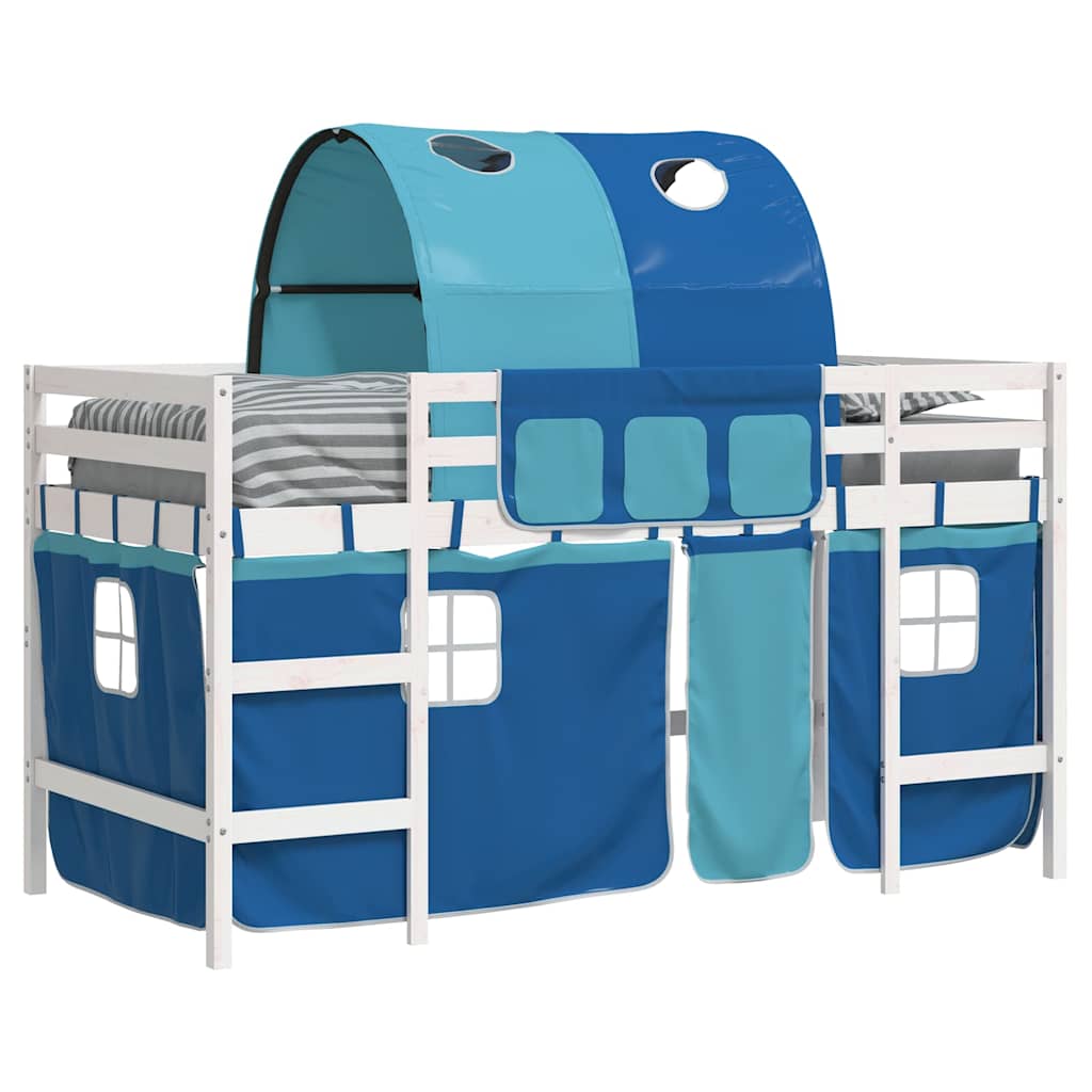 Lit mezzanine enfants avec tunnel sans matelas bleu 80x200 cm - XIOS