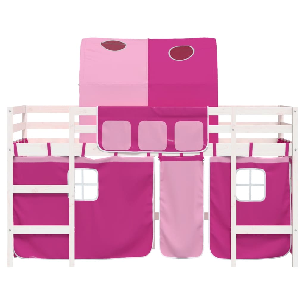 Lit mezzanine enfants avec tunnel sans matelas rose 80x200 cm - XIOS