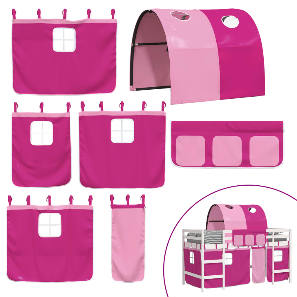 Lit mezzanine enfants avec tunnel sans matelas rose 80x200 cm - XIOS