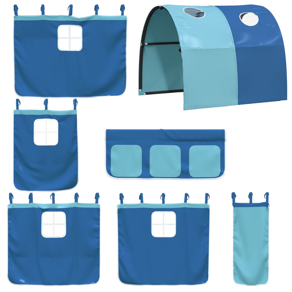 Lit mezzanine enfants avec tunnel sans matelas bleu 90x200 cm - XIOS