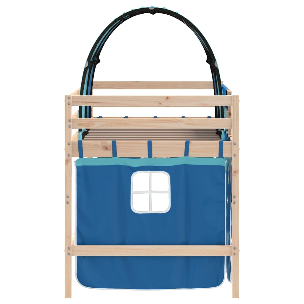 Lit mezzanine enfants avec tunnel sans matelas bleu 90x200 cm - XIOS