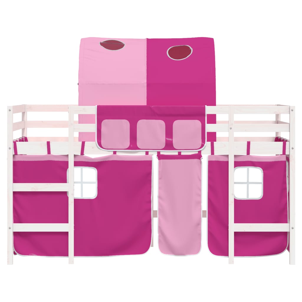 Lit mezzanine enfants avec tunnel sans matelas rose 90x190 cm - XIOS