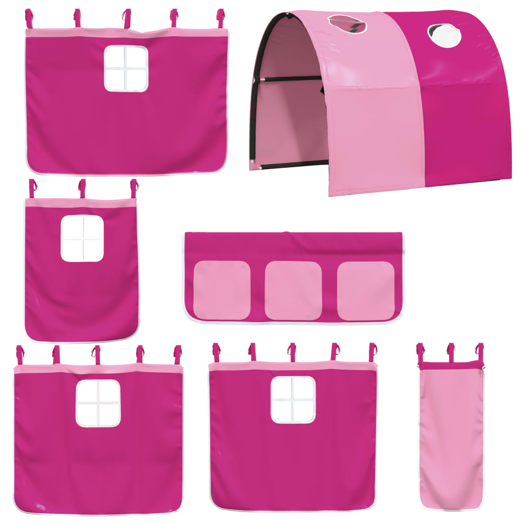 Lit mezzanine enfants avec tunnel sans matelas rose 90x190 cm - XIOS