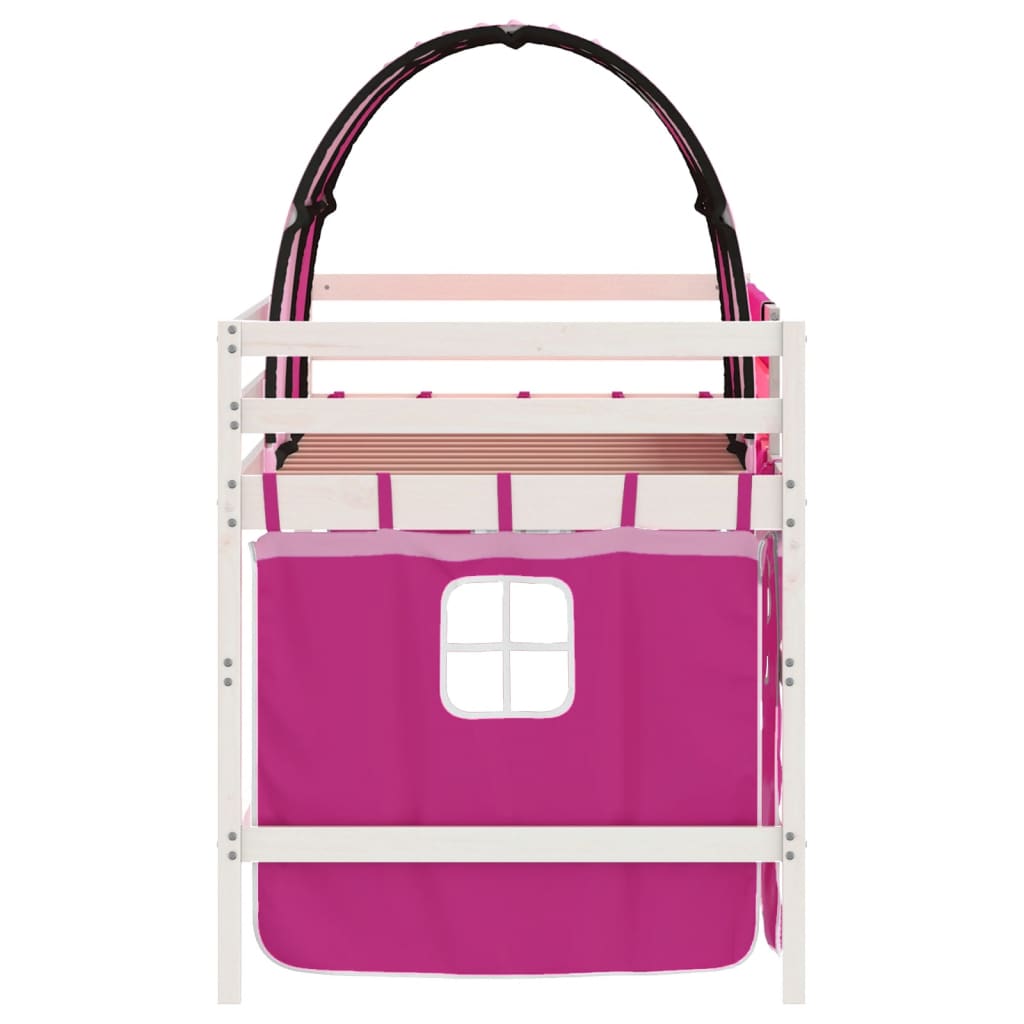 Lit mezzanine enfants avec tunnel sans matelas rose 90x190 cm - XIOS