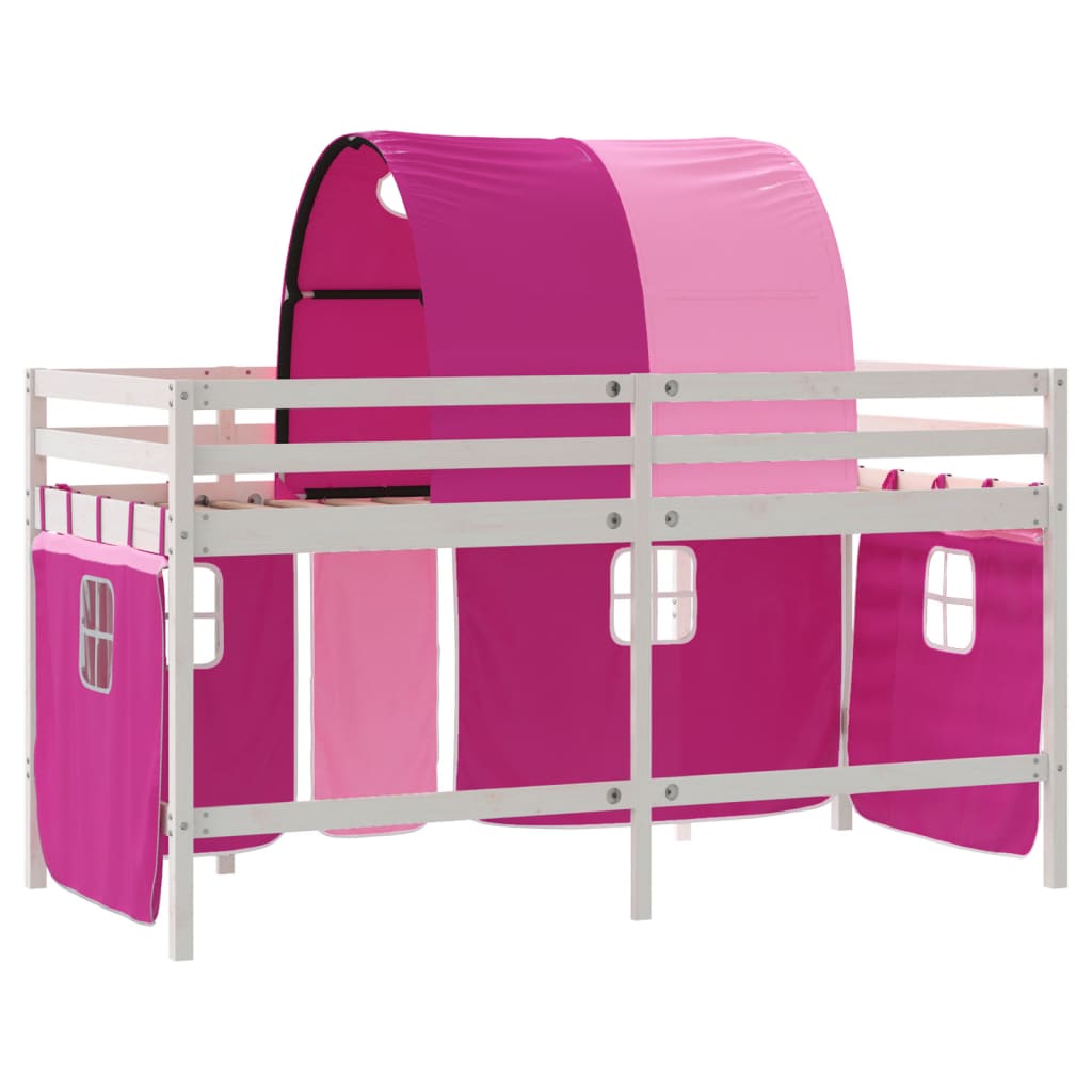 Lit mezzanine enfants avec tunnel sans matelas rose 90x190 cm - XIOS