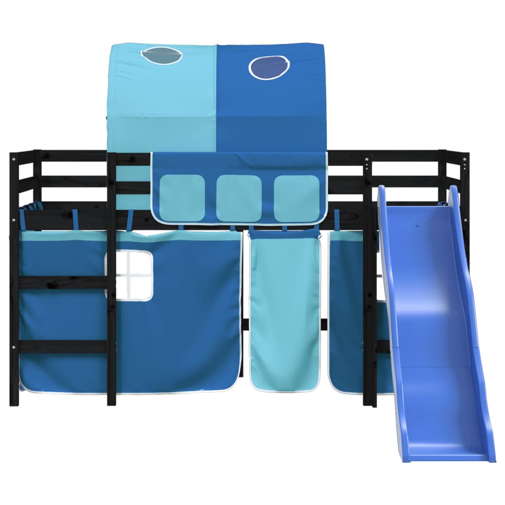 Lit mezzanine enfants avec tunnel sans matelas bleu 80x200 cm - XIOS