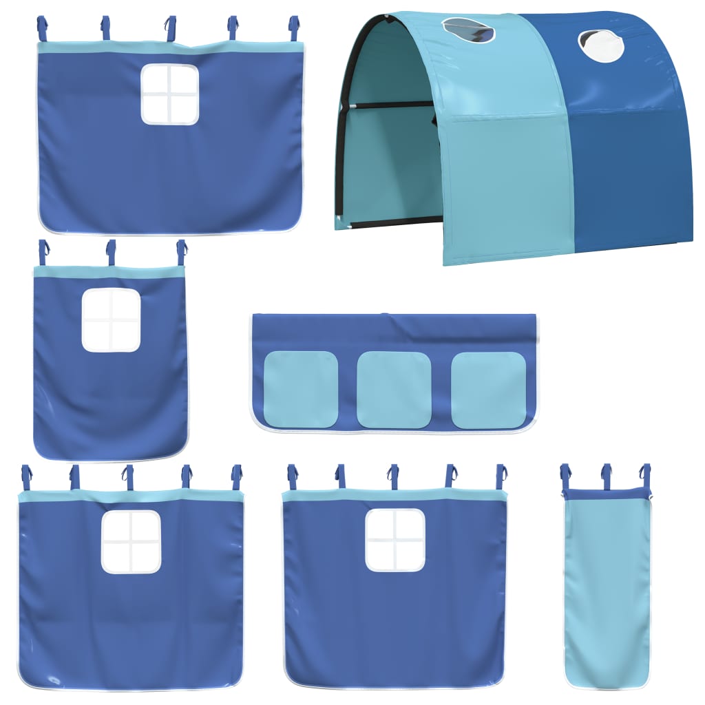 Lit mezzanine enfants avec tunnel sans matelas bleu 80x200 cm - XIOS